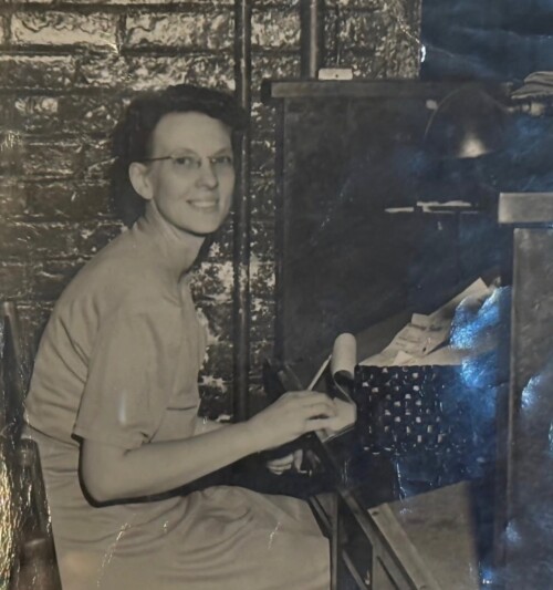 Jameson's great-grandmother at a typewriter