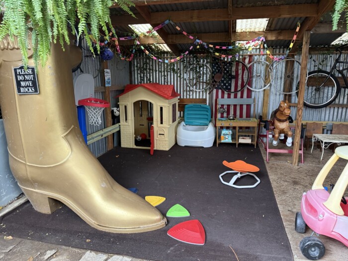 outdoor play area at ponycoffee