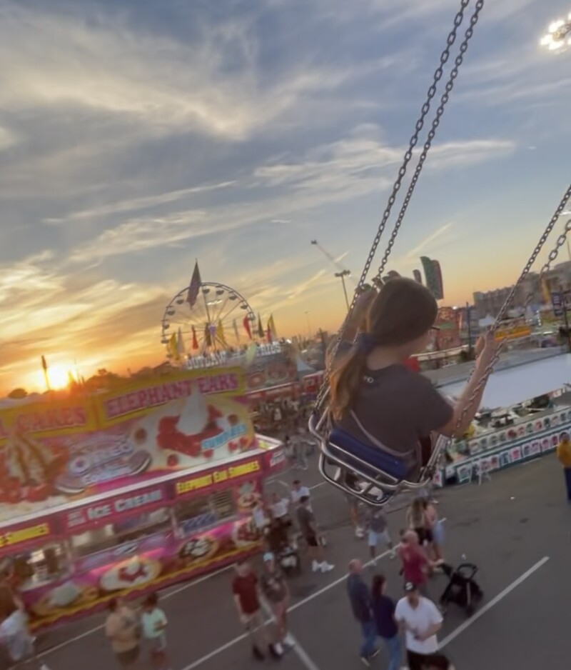 riding the swings at tulsa state fair